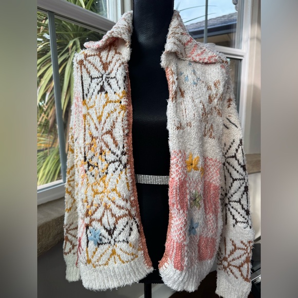 Free People - FP Prairie Cardi Knit Floral Cardigan Sweater Women’s Size XS - Picture 2 of 13